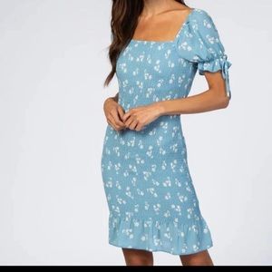 PinkBlush blue Floral Smocked Mini Dress